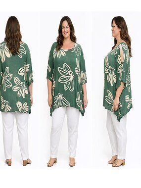 Hawaiian Polynesian Floral Print Rayon Top (Plus Size) NWOT